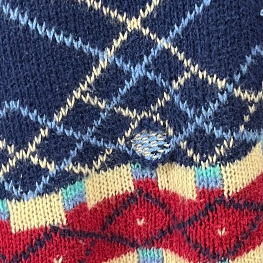 Wrangler Blanket Sweater Cardigan Southwest Geometric Plaid‎ Design Fringe Sz LG - Picture 5 of 8